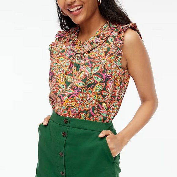 J. Crew Floral Ruffle Blouse - Multicolor - Picture 7 of 7